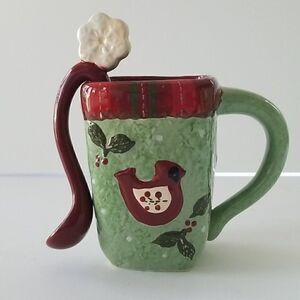 Cracker Barrel 'Christmas Quilt'  Winter Mug and Spoon Set